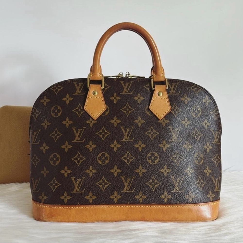 COA Louis Vuitton Alma Handbag Classic Brown LV Monogram Satchel LV Dust bag